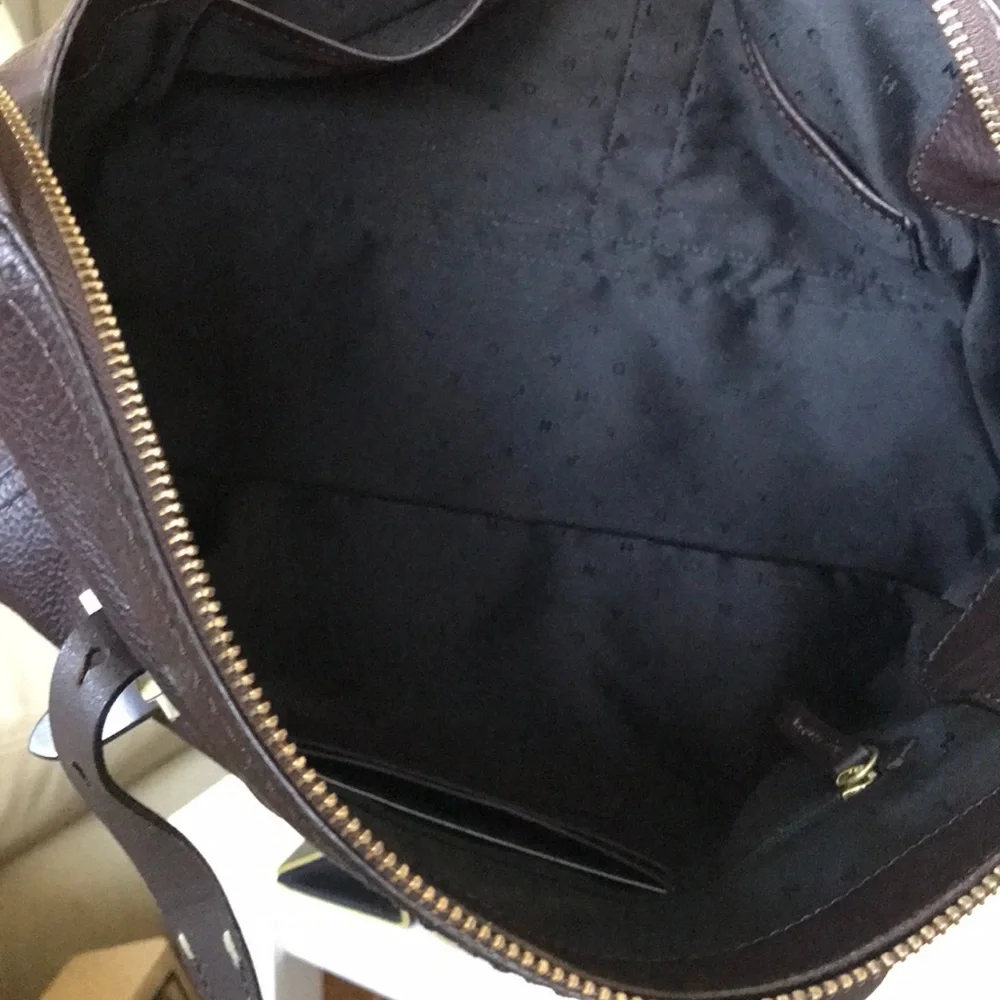 Classic Dark Chocolate Brown Leather RFID Large Satchel Quiet Luxury Preppy